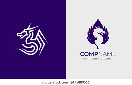 Dragon logo icon, unique modern dragon sample modern illustration abstract