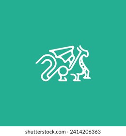 Dragon logo icon vector design. modern logo line art