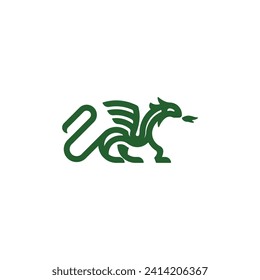 Dragon logo icon vector design. modern logo line art
