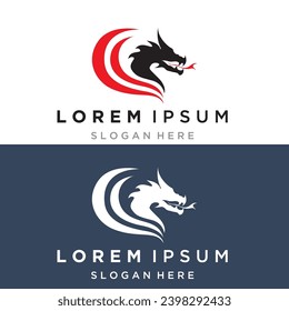 Dragon logo icons. Ancient mythical serpent symbol. Mythological beast sign. Vector illustration.