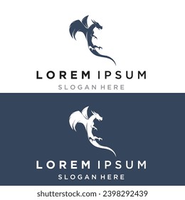 Dragon logo icons. Ancient mythical serpent symbol. Mythological beast sign. Vector illustration.