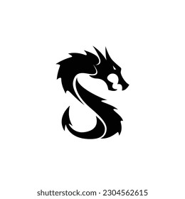 Dragon logo with letter s design illustration, Letter s and dragon, logo image, stock photos and vector