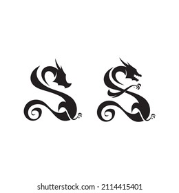 Dragon logo with letter S  vector illustration