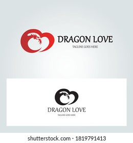 Dragon logo. Dragon love icon. vector illustration