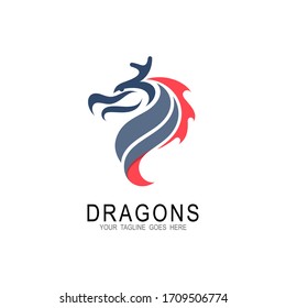 Dragon logo , martial arts logo + traditional icon + flying dragon symbol