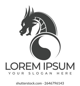 Um logotipo de dragão representa força e sabedoria através de um design de criatura mítica ousada.