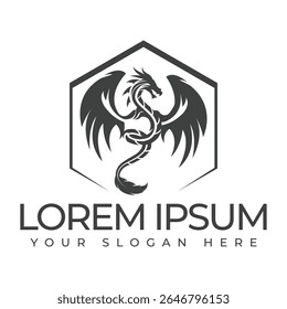 Um logotipo de dragão representa força e sabedoria através de um design de criatura mítica ousada.