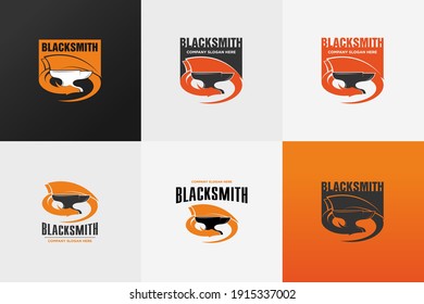 Dragon logo set for blacksmith. Vector template.