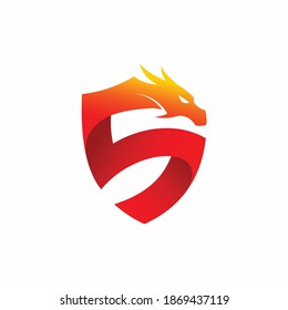 Dragon Logo With Shield Concept