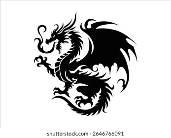 dragon logo silhouette ini black color
