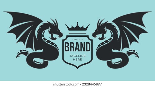 dragon logo silhouette symbol design vector art