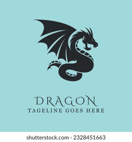 dragon logo silhouette symbol design vector art