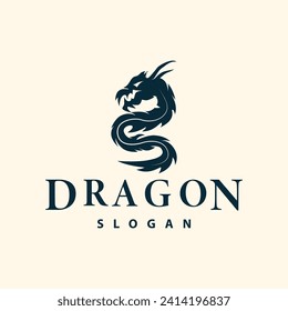 Dragon logo simple design animal legend dragon silhouette illustration template