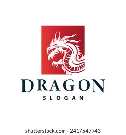 Logo de Dragon diseño simple leyenda animal plantilla de ilustración de silueta de dragón