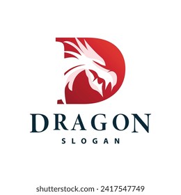 Dragon logo simple design animal legend dragon silhouette illustration template