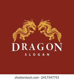 Dragon logo simple design animal legend dragon silhouette illustration template