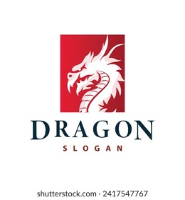 Dragon logo simple design animal legend dragon silhouette illustration template