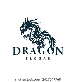 Dragon logo simple design animal legend dragon silhouette illustration template