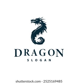 Dragon logo simple design animal legend dragon silhouette illustration template