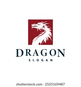 Dragon logo simple design animal legend dragon silhouette illustration template