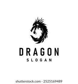 Dragon logo simple design animal legend dragon silhouette illustration template