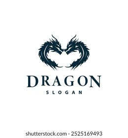 Dragon logo simple design animal legend dragon silhouette illustration template