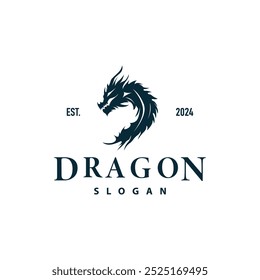 Dragon logo simple design animal legend dragon silhouette illustration template