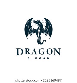 Dragon logo simple design animal legend dragon silhouette illustration template