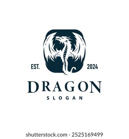 Dragon logo simple design animal legend dragon silhouette illustration template