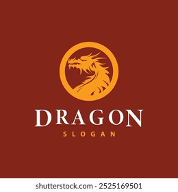 Dragon logo simple design animal legend dragon silhouette illustration template