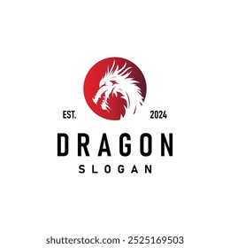 Dragon logo simple design animal legend dragon silhouette illustration template