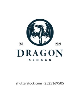 Dragon logo simple design animal legend dragon silhouette illustration template