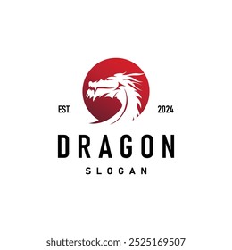 Dragon logo simple design animal legend dragon silhouette illustration template