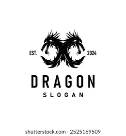 Dragon logo simple design animal legend dragon silhouette illustration template