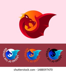Dragon logo with simple design template, animal logo and moon icon