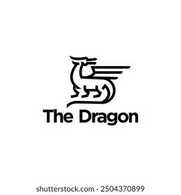 dragon logo. simple line icon logo vector design, modern animal logo pictogram design