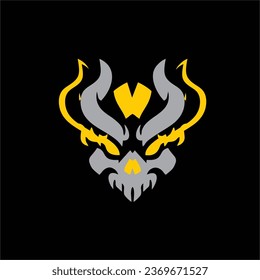estilo del logotipo del dragón con color amarillo y gris y uso para la gorra y la camiseta