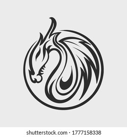 Dragon logo, Dragon tattoo design vector illustration