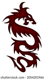 Dragon Logo Tattoo Vector Illustration. Dragon Tribal With Plastic Effect Isolated On A White Background
