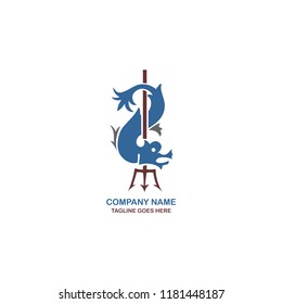 dragon logo template blue