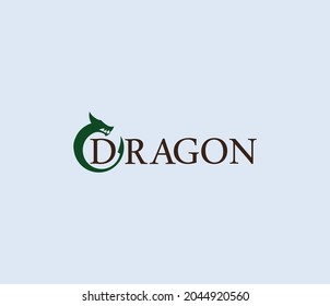 Dragon Logo Template. Capital letter D inside circular dragon frame
