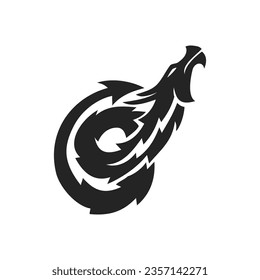 Plantilla de logo de Dragon Aislada. Identidad de marca. Gráfico de vectores de resumen de iconos
