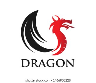 Dragon logo template. logotype, print, emblem design on a white background.