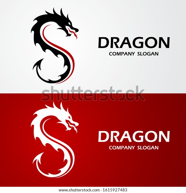 Dragon Logo Template Silhouette Flat Color Stock Vector (Royalty Free ...