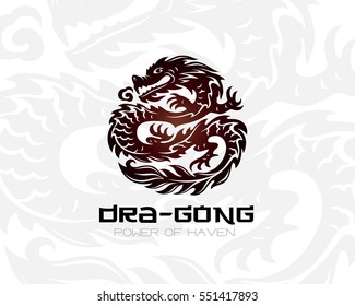 Dragon logo template. Vector illustration of asian fantastic beast.