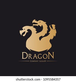 Dragon Logo. three headed dragon logotype.