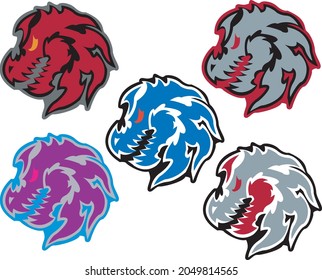 dragon logo vector colour variations set 