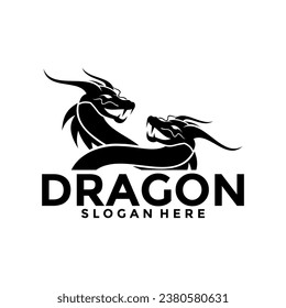 Logo-Vektorgrafik von Drachen, kreativ-graue Logo-Vektorgrafik