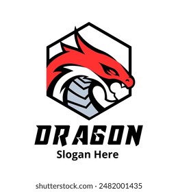 Dragon logo vector with geometric style.