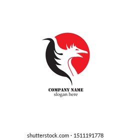 Dragon logo vector icon template
